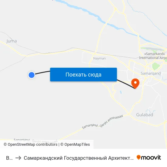 Bekat to Самаркандский Государственный Архитектурно Строительный Институт (Самгаси) map