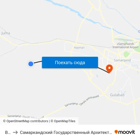 Bekat to Самаркандский Государственный Архитектурно Строительный Институт (Самгаси) map