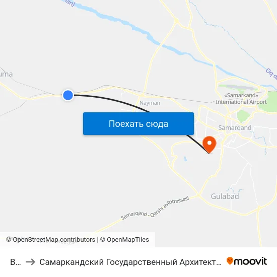 Bekat to Самаркандский Государственный Архитектурно Строительный Институт (Самгаси) map