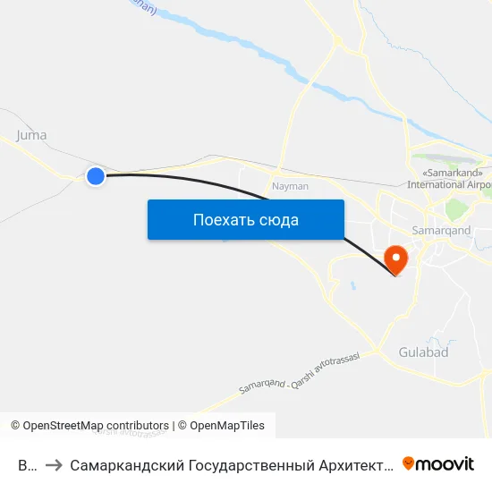 Bekat to Самаркандский Государственный Архитектурно Строительный Институт (Самгаси) map