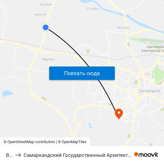 Bekat to Самаркандский Государственный Архитектурно Строительный Институт (Самгаси) map