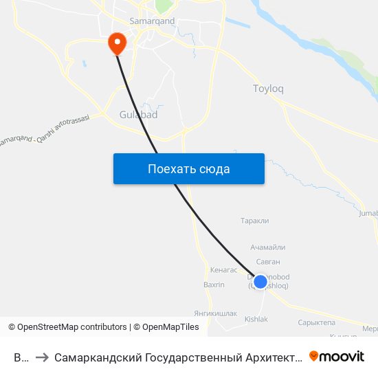 Bekat to Самаркандский Государственный Архитектурно Строительный Институт (Самгаси) map