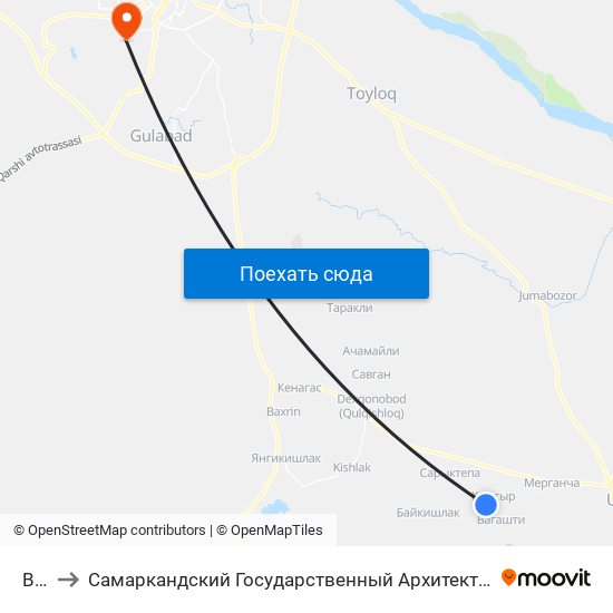Bekat to Самаркандский Государственный Архитектурно Строительный Институт (Самгаси) map