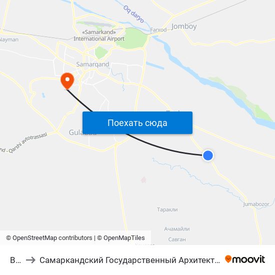 Bekat to Самаркандский Государственный Архитектурно Строительный Институт (Самгаси) map