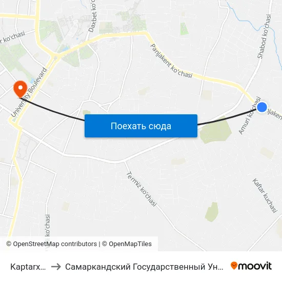 Kaptarxona to Самаркандский Государственный Университет map