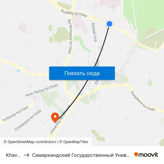 Khavasi to Самаркандский Государственный Университет map