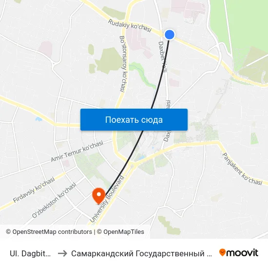 Ul. Dagbitskaya to Самаркандский Государственный Университет map