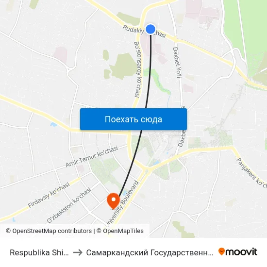 Respublika Shifoxonasi to Самаркандский Государственный Университет map
