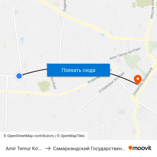 Amir Temur Ko'Chasi, 149 to Самаркандский Государственный Университет map