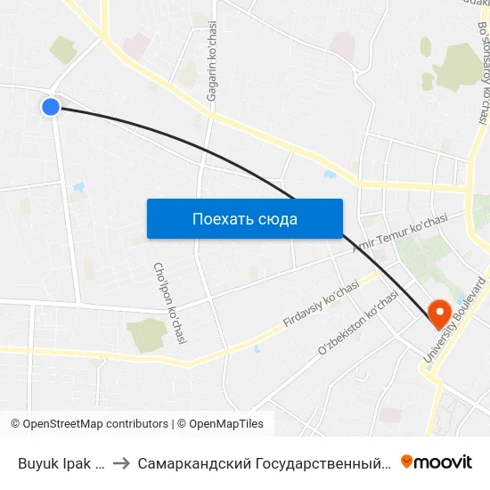 Buyuk Ipak Yuli, 4 to Самаркандский Государственный Университет map