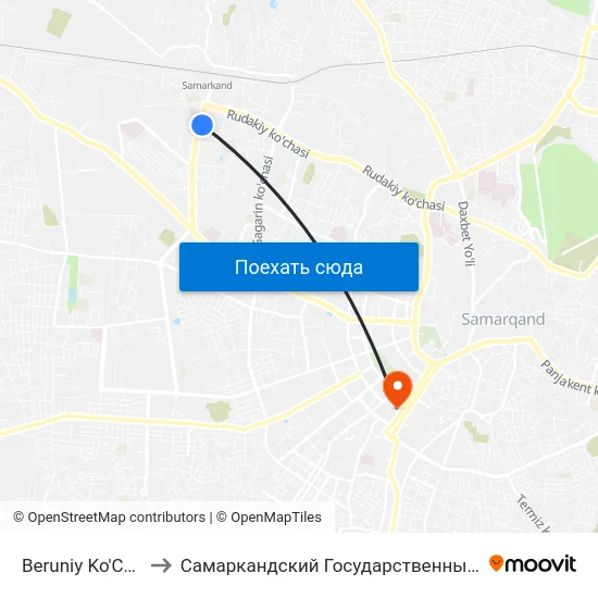 Beruniy Ko'Chasi, 31 to Самаркандский Государственный Университет map