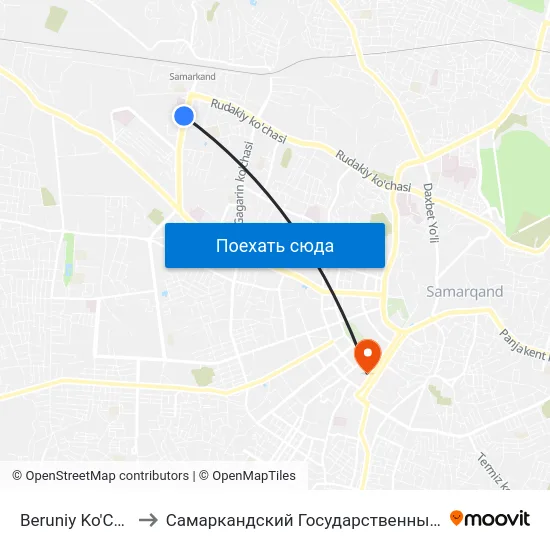 Beruniy Ko'Chasi, 65 to Самаркандский Государственный Университет map