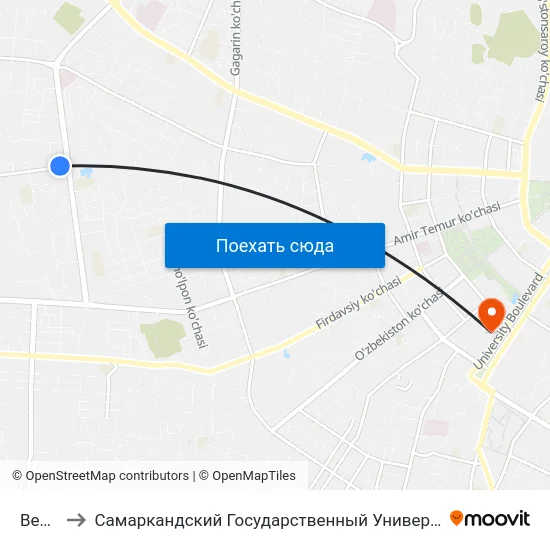 Bekat to Самаркандский Государственный Университет map