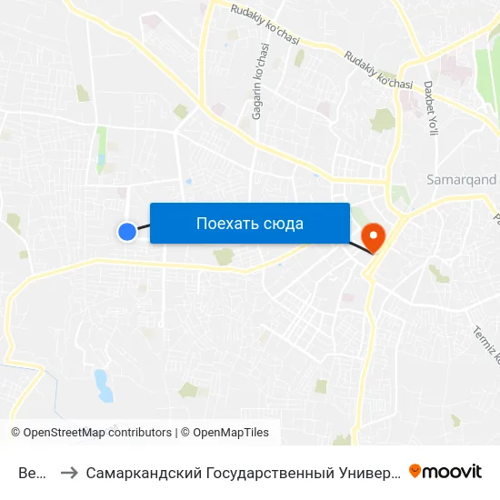 Bekat to Самаркандский Государственный Университет map