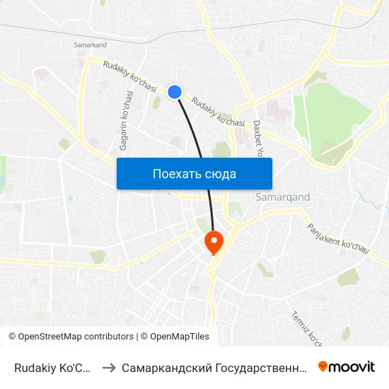 Rudakiy Ko'Chasi, 164 to Самаркандский Государственный Университет map