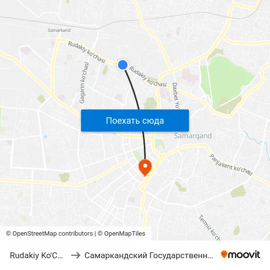 Rudakiy Ko'Chasi, 164 to Самаркандский Государственный Университет map