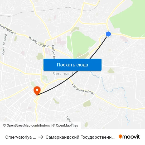 Orservatoriya Ulugbek to Самаркандский Государственный Университет map