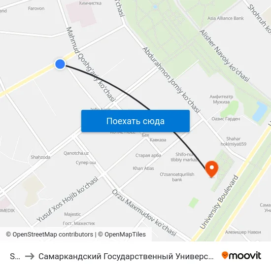 Stv to Самаркандский Государственный Университет map