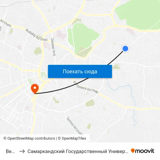 Bekat to Самаркандский Государственный Университет map