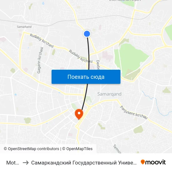 Motrid to Самаркандский Государственный Университет map