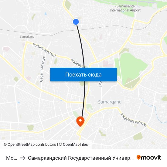 Most to Самаркандский Государственный Университет map