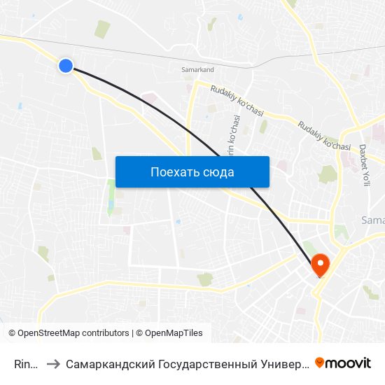 Rinok to Самаркандский Государственный Университет map