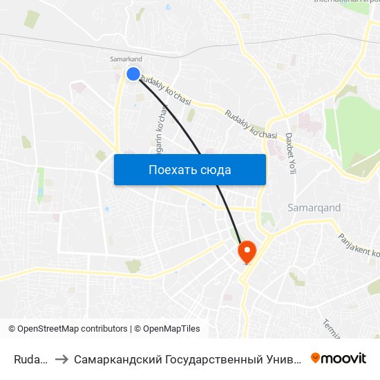 Rudakiy to Самаркандский Государственный Университет map