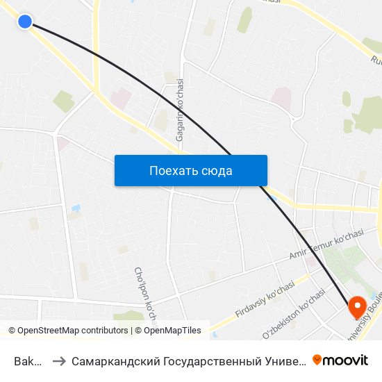 Bakhor to Самаркандский Государственный Университет map