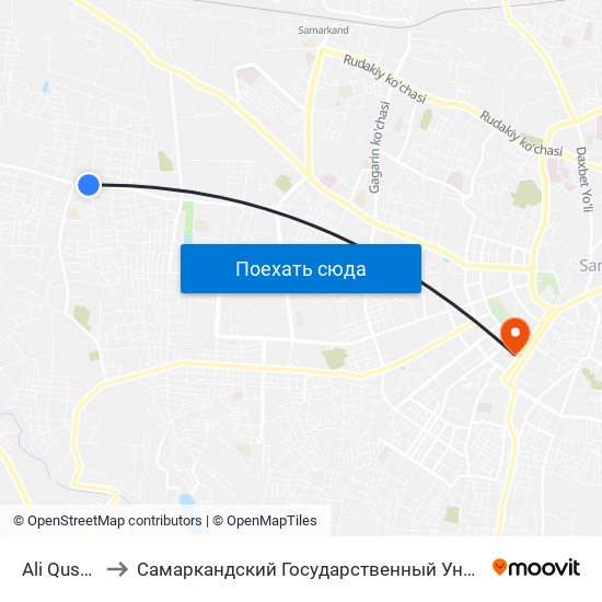 Ali Qushchi to Самаркандский Государственный Университет map