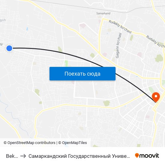 Bekat to Самаркандский Государственный Университет map