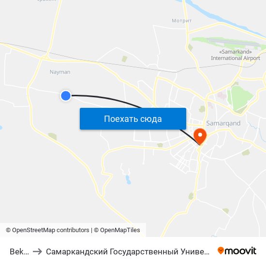 Bekat to Самаркандский Государственный Университет map