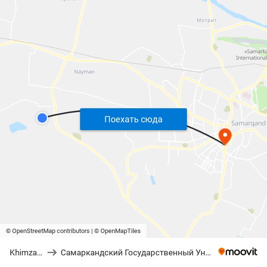 Khimzavod to Самаркандский Государственный Университет map