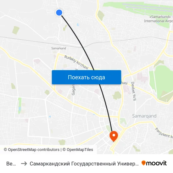 Bekat to Самаркандский Государственный Университет map
