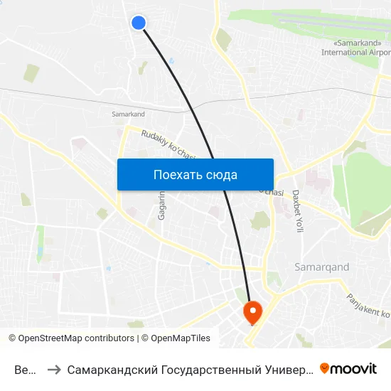 Bekat to Самаркандский Государственный Университет map