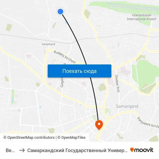 Bekat to Самаркандский Государственный Университет map