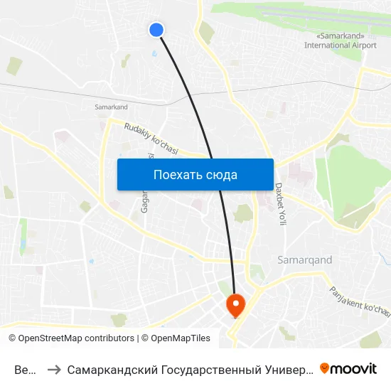 Bekat to Самаркандский Государственный Университет map