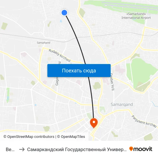 Bekat to Самаркандский Государственный Университет map