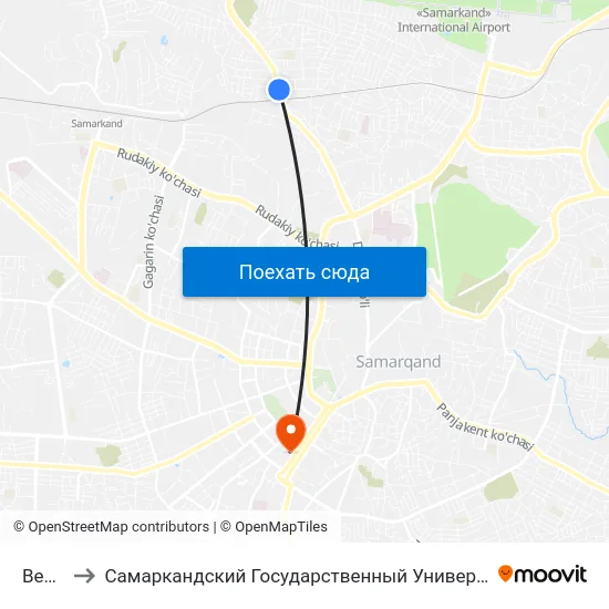 Bekat to Самаркандский Государственный Университет map