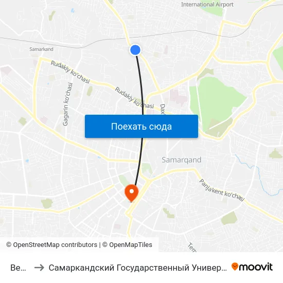 Bekat to Самаркандский Государственный Университет map