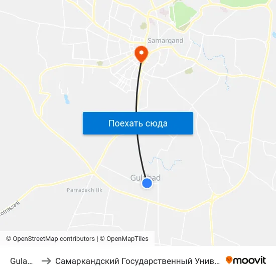 Gulabad to Самаркандский Государственный Университет map
