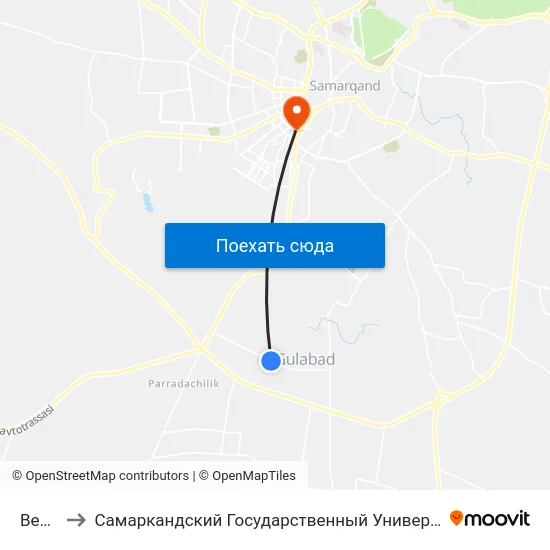 Bekat to Самаркандский Государственный Университет map