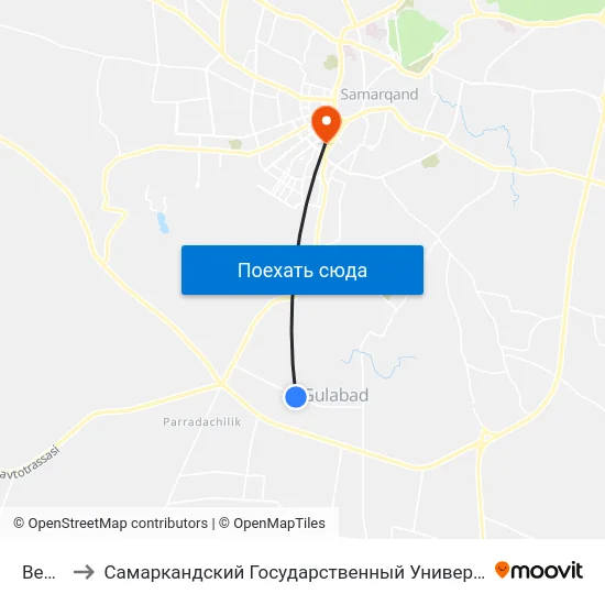 Bekat to Самаркандский Государственный Университет map