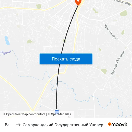 Bekat to Самаркандский Государственный Университет map