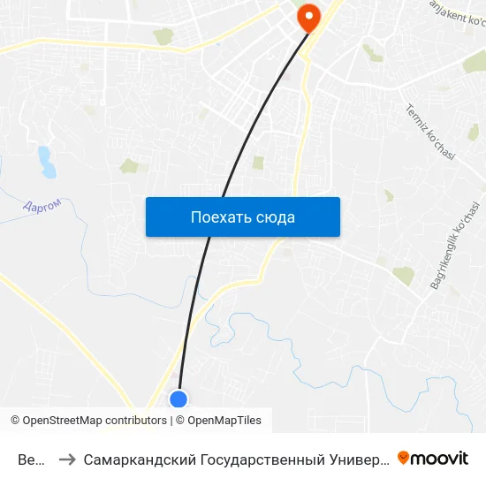 Bekat to Самаркандский Государственный Университет map