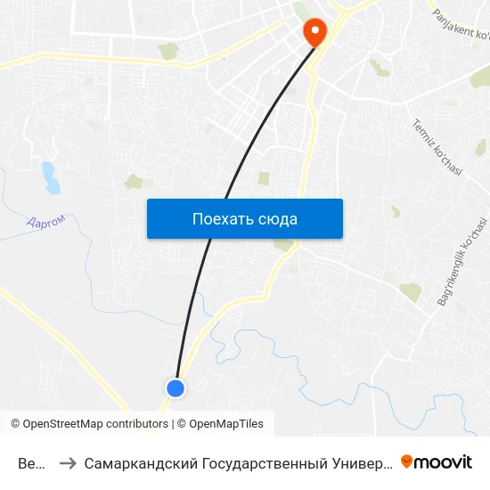 Bekat to Самаркандский Государственный Университет map