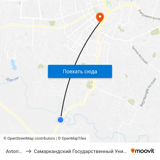 Avtorinok to Самаркандский Государственный Университет map