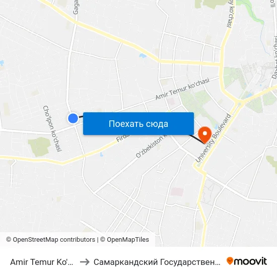 Amir Temur Ko'Chasi, 124 to Самаркандский Государственный Университет map