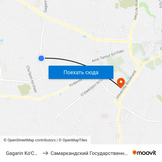 Gagarin Ko'Chasi, 150 to Самаркандский Государственный Университет map