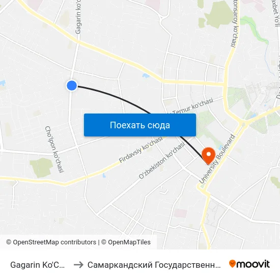 Gagarin Ko'Chasi, 138 to Самаркандский Государственный Университет map