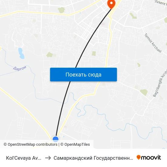 Kol'Cevaya Avtodoroga to Самаркандский Государственный Университет map